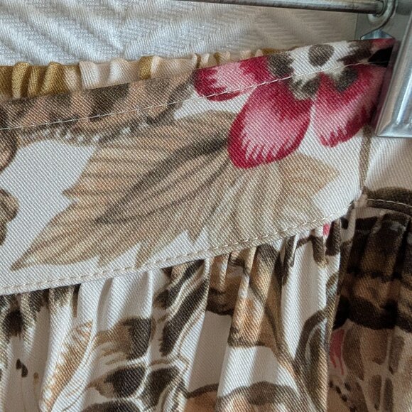 NWT LINE@MODA Made in Italy Floral Abstract Double Print Maxi Skirt Large Boho - Picture 6 of 12